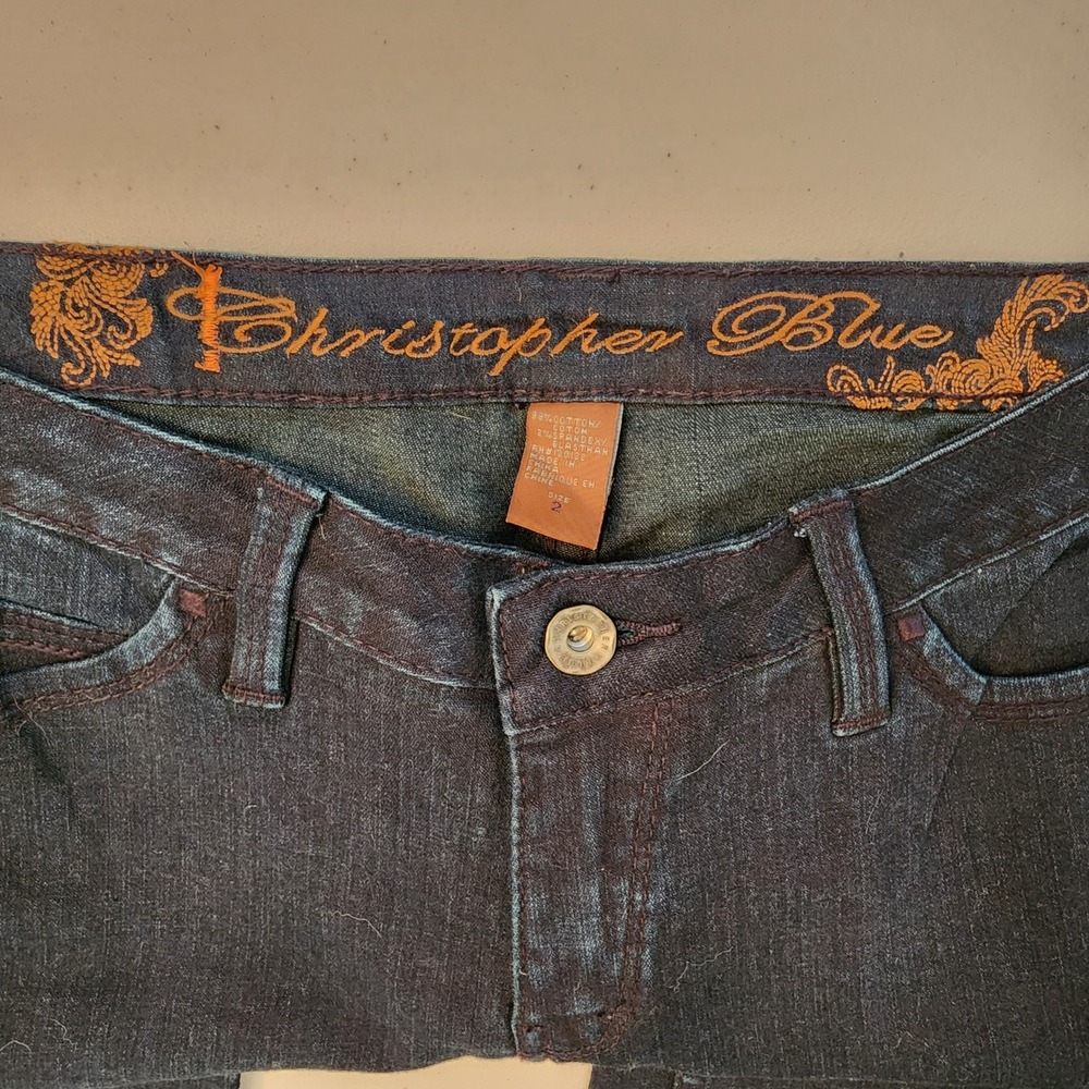 Christopher Blue Dark Wash Stretch Slim Skinny Jeans Size 2 (Fits like 26)